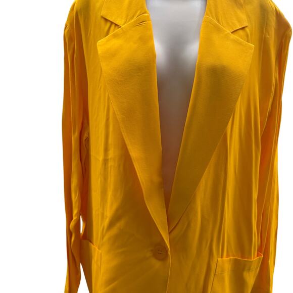VTG 90's CITYWEAR Melrose Womens L Yellow Blazer Button Oversized USA MADE - Picture 4 of 4